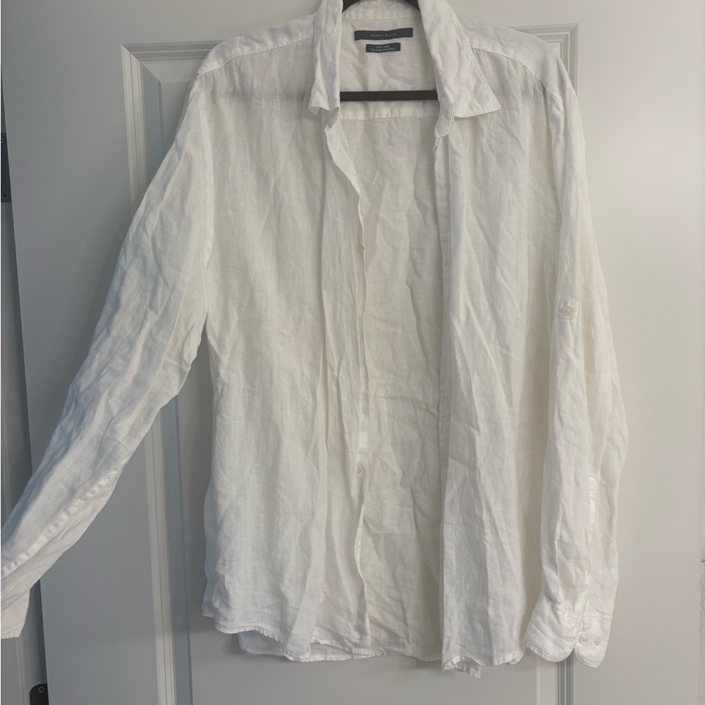 White Button-Up Linen Shirt